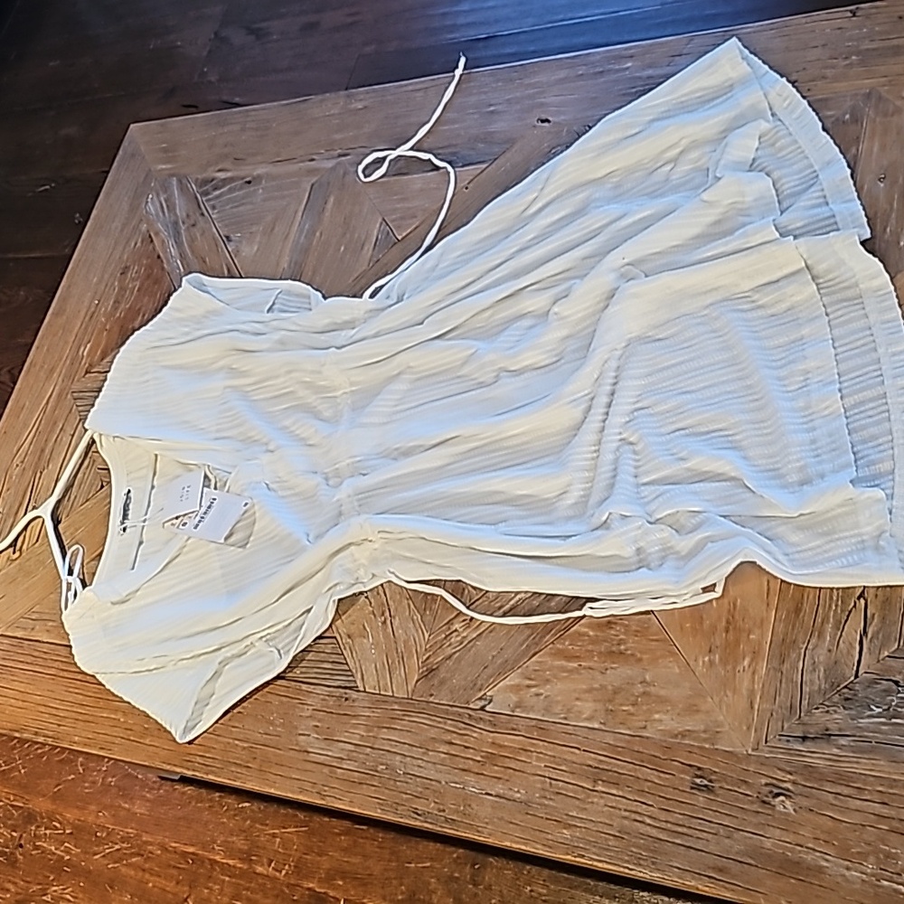 New ZARA Seersucker swimsuit beach cover up small